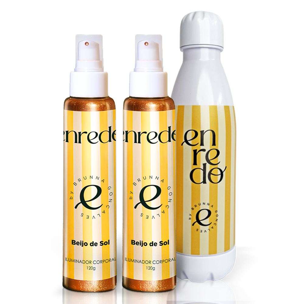 Kit 2 Iluminadores Beijo de Sol + Garrafa Enredo 600ml